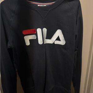 Fila Black Crewneck with Red and White Accents